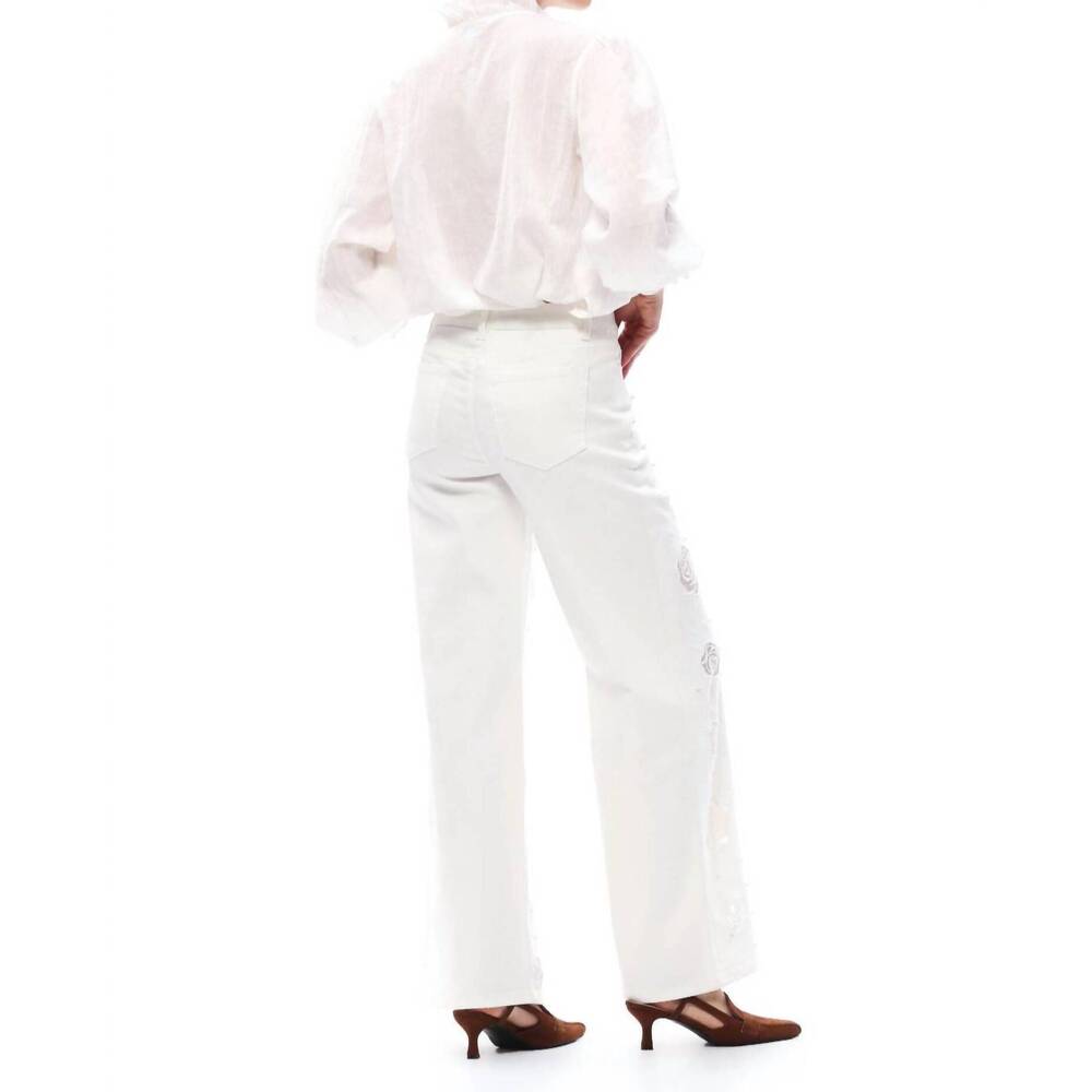 NEW BAYEAS rose cutout mid rise wide leg jeans in white - Picture 3 of 3